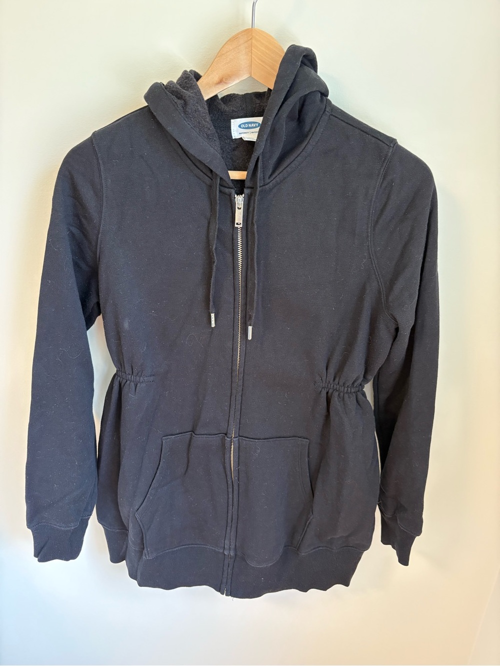 Maternity Old Navy Black Zip-Up Hooded Sweatshirt